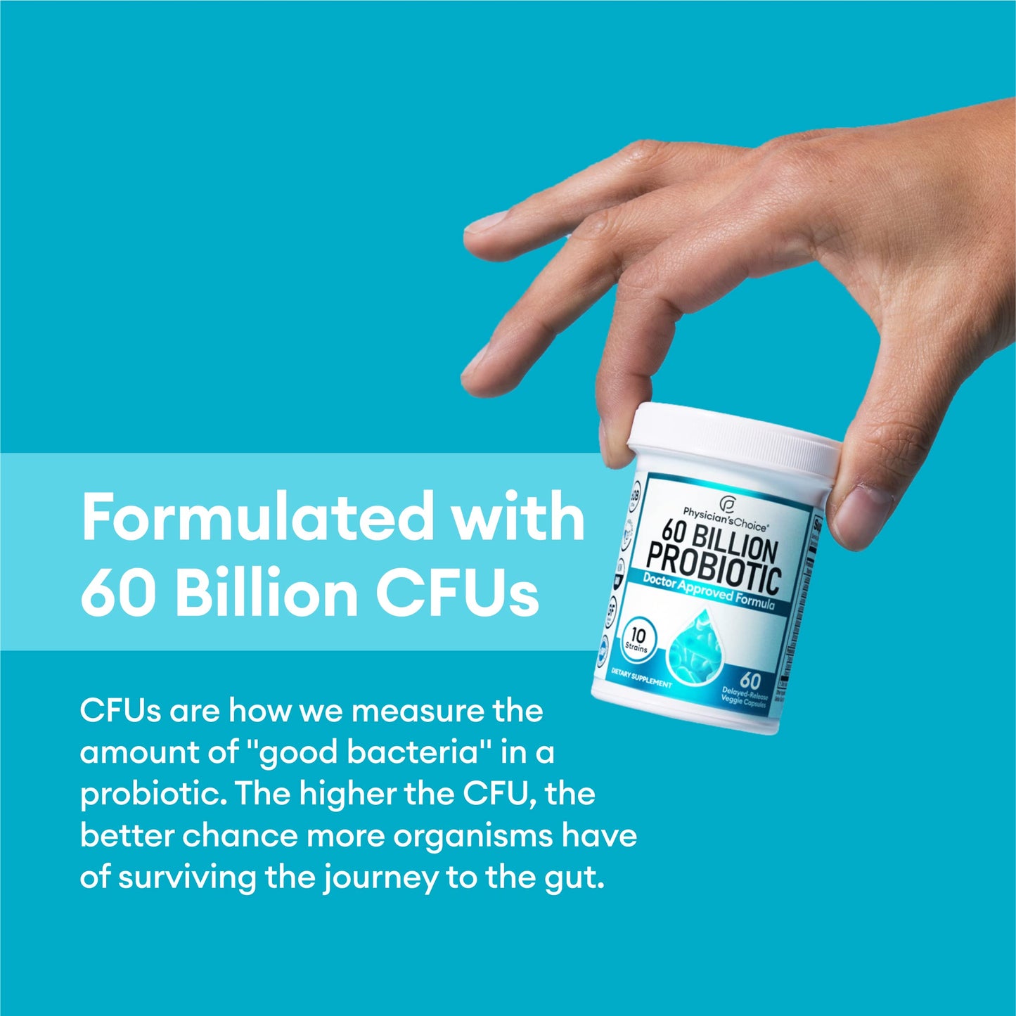 Physician's CHOICE Probiotics 60 Billion CFU - 10 Strains + Organic, 60ct