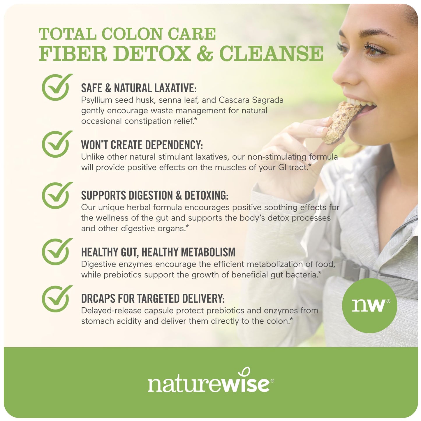 NatureWise Total Colon Care Fiber Cleanse with Herbal Laxatives, Prebiotics, & Digestive NatureWiseBuy Supplements Australia