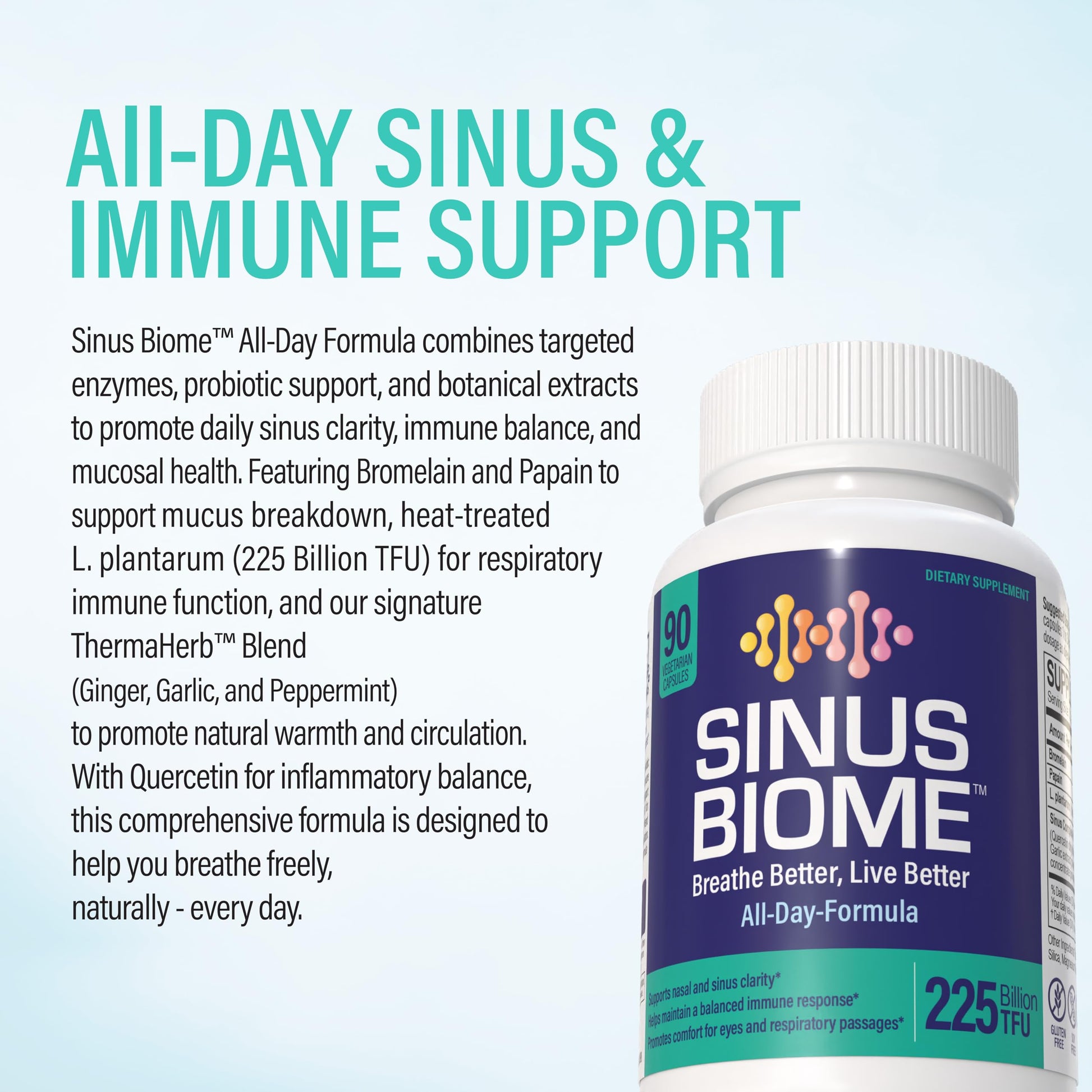 NANOWELL Sinus Biome All-Day Formula Dietary Supplement, 90 Vegetarian Capsules, 225 Billion TFU for Nasal, Sinus, Respiratory Support NANOWELLBuy Supplements Australia
