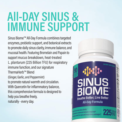 NANOWELL Sinus Biome All-Day Formula Dietary Supplement, 90 Vegetarian Capsules, 225 Billion TFU for Nasal, Sinus, Respiratory Support NANOWELLBuy Supplements Australia