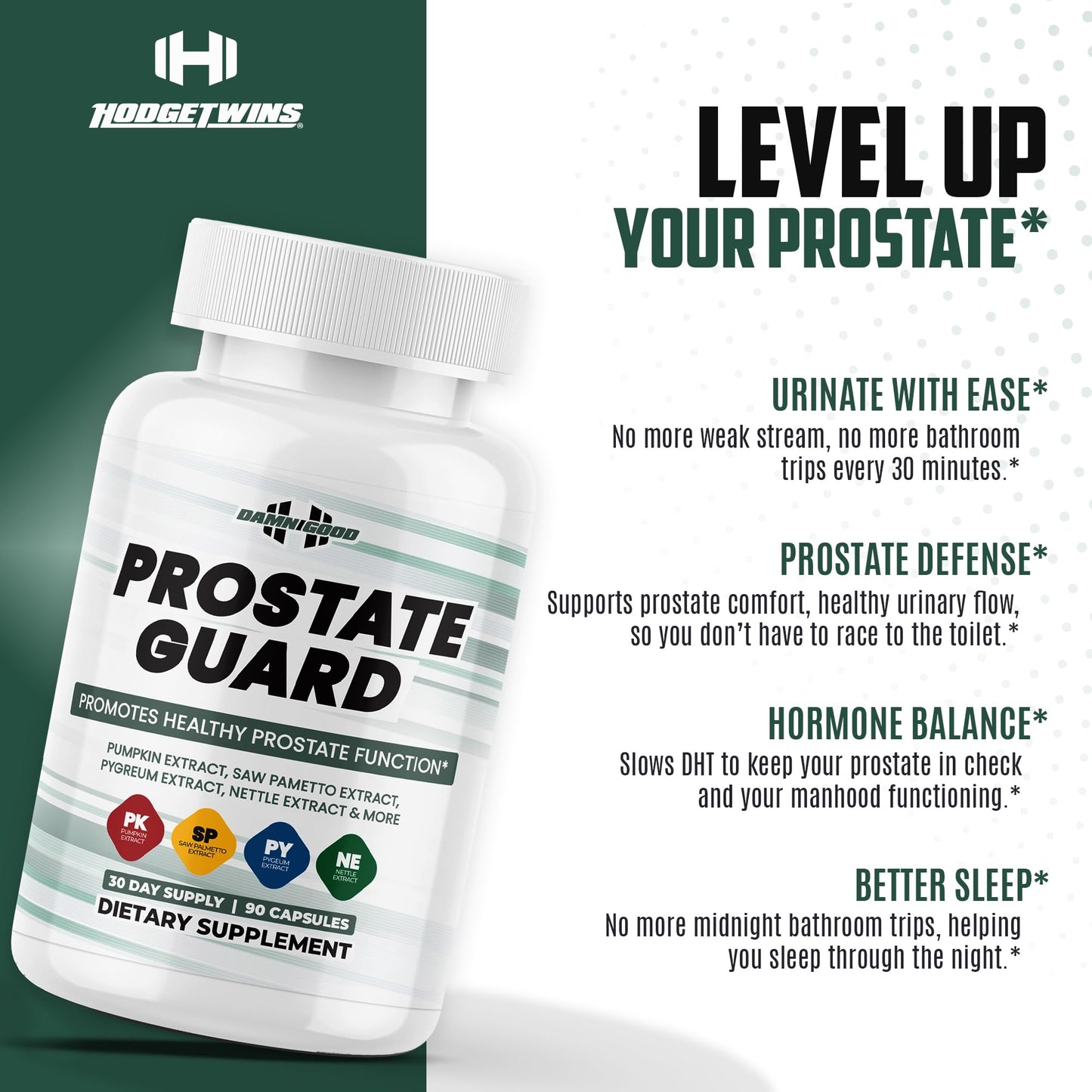 DAMN GOOD The Hodge Twins Prostate Guard - 90 Capsules Guard Vitality Complex – Comfort Blend for Nighttime Routine, Restful Rhythm - Men's Supplements for Health Supports Relaxation DAMN GOODBuy Supplements Australia
