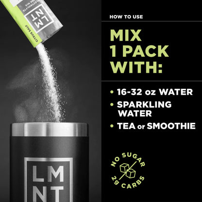 LMNT Zero-Sugar Electrolytes - Citrus Salt - Hydration Powder Packets | No Dodgy Ingredie Drink LMNTBuy Supplements Australia