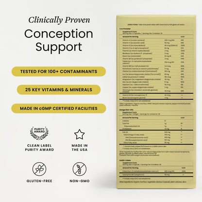 Perelel Conception Support Pack, Prenatal Multivitamin with DHA Omega 3, COQ10 & Folate, Supports Fertility Wellness for Women