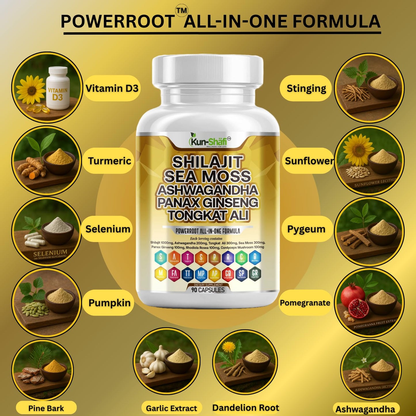 Kun Shafi Shilajit Complex – Sea Moss, Tongkat Ali, Ashwagandha, Ginseng, Zinc, CoQ10, PQQ & Magnesium – Fulvic Acid Capsules for Energy, Vitality & Performance with Panax Cordyceps – 90 Capsules Kun ShafiBuy Supplements Australia