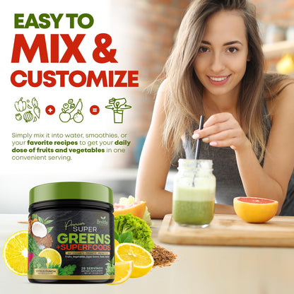 Greens Powder Superfood Supplement - Super Green Reds Smoothie Mix Blend with Spirulina Healthy Harvest NutritionBuy Supplements Australia