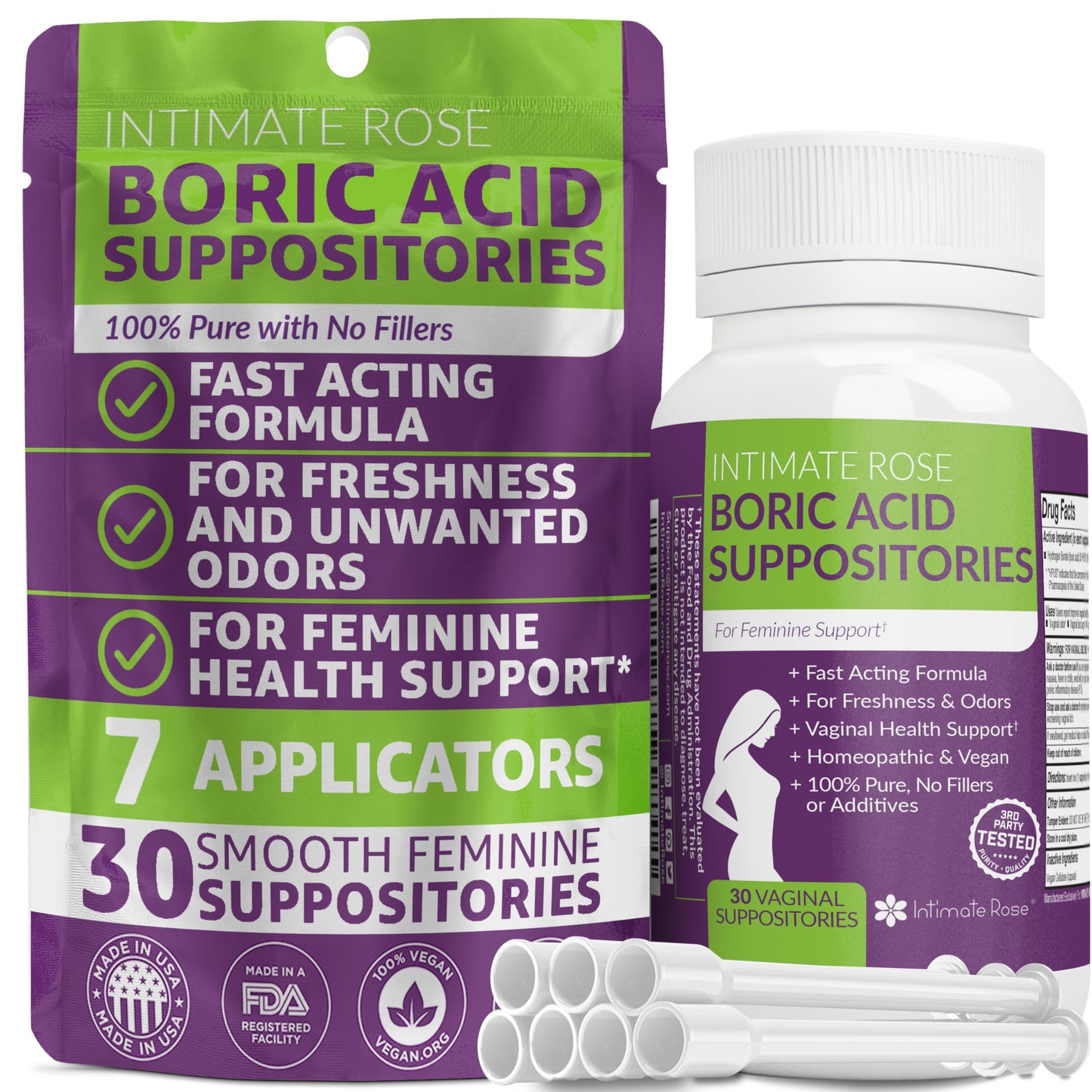 Save 10% on Boric Acid Vaginal Suppositories - 30 Count (600mg) + 7 Applicators and 15 Additional Intimate RoseBuy Supplements Australia