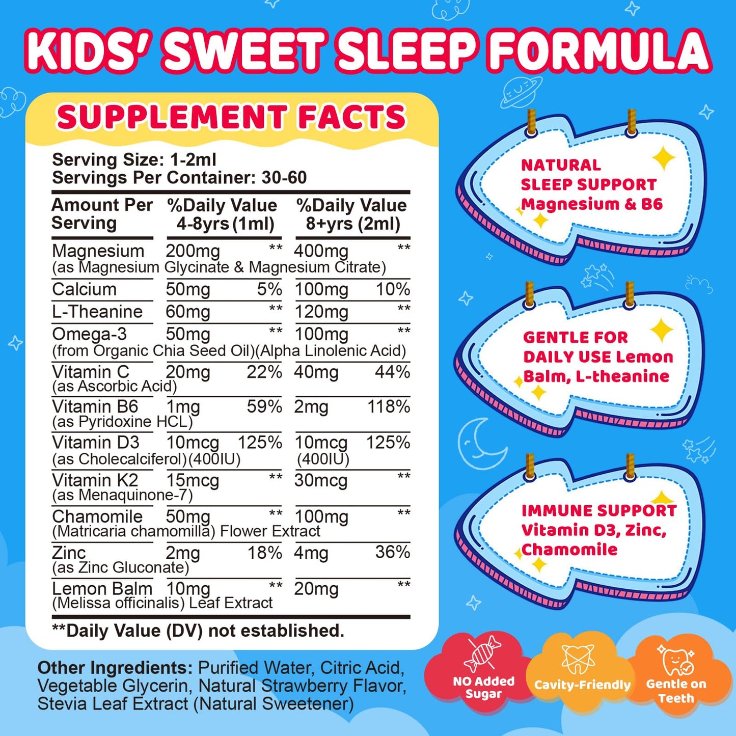 Kids Magnesium Glycinate Liquid Drops‌ – with L-Theanine, Omega-3, Vitamins B6 & D3, Zinc & Calcium – for Sleep Support, Relaxation, Focus & Brain, Bones – Strawberry Flavor, 2 Fl Oz GZ HAOYUANBuy Supplements Australia