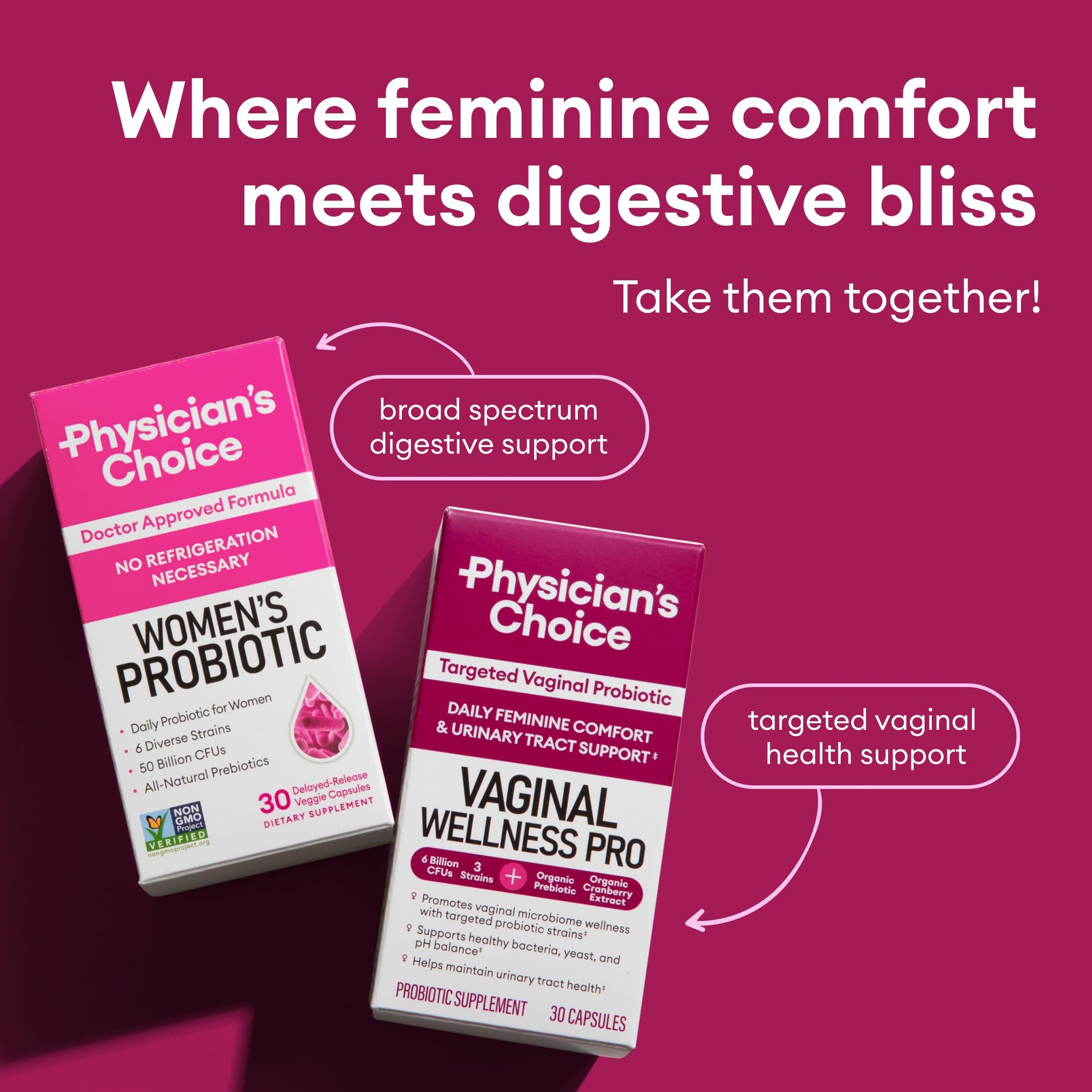Physician's CHOICE Feminine Power Duo Bundle - Vaginal Probiotic 30ct + Womens Probiotic 60ct Physician's CHOICEBuy Supplements Australia