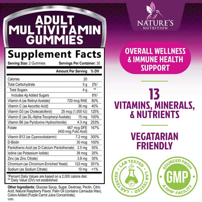 Multivitamin Gummies for Adult with Vitamins A, C, D, B12 - Gummy Multivitamins for Daily Nutritional Support Nature's NutritionBuy Supplements Australia