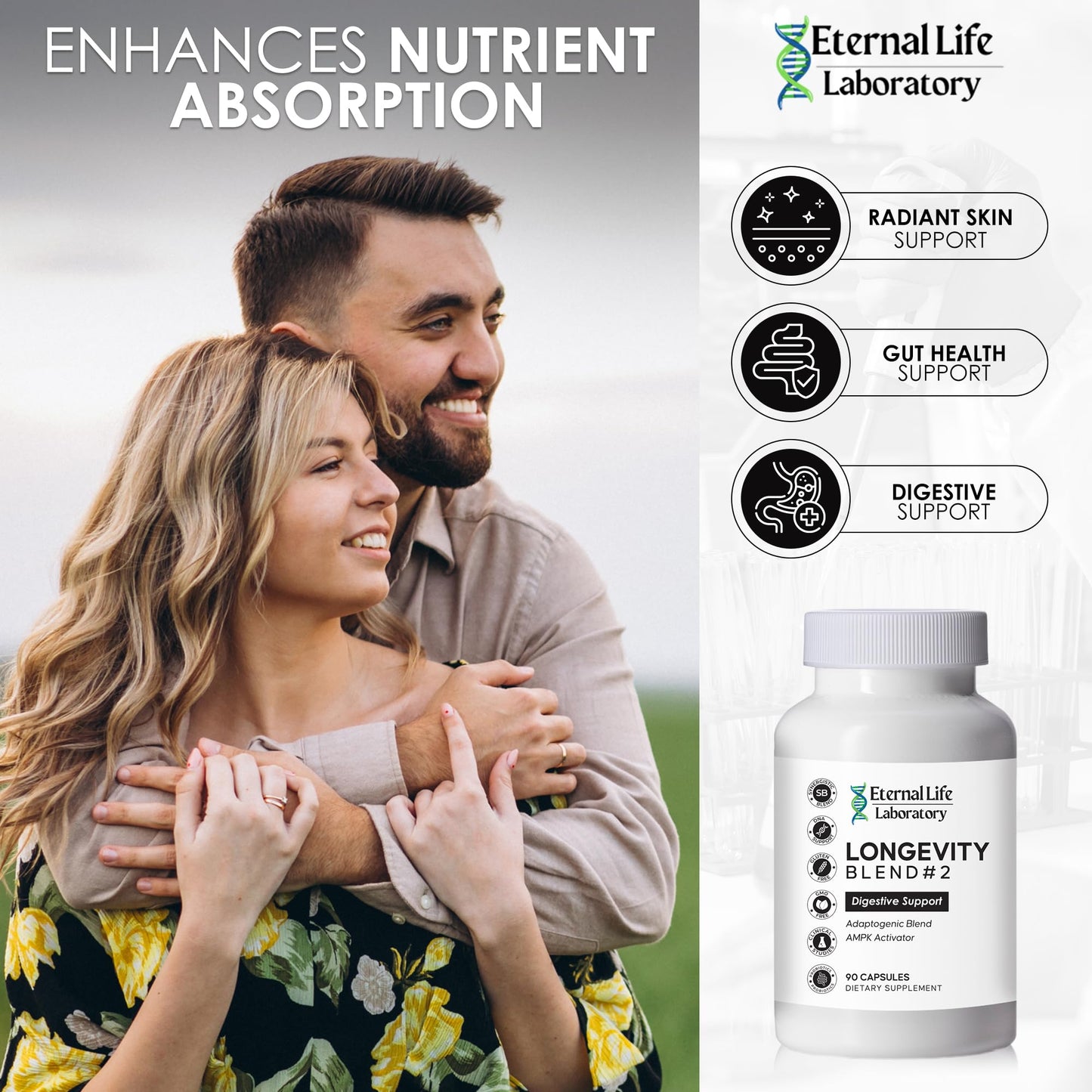 Probiotics for Women and Men, Daily Probiotic Supplement Probiotics and Triphala, Green Tea Extract - Anti-Aging Gut Health Optimizer - Intestinal, Colon & Digestive Health - 90 Capsules Eternal Life LaboratoryBuy Supplements Australia