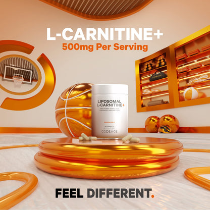Codeage Liposomal L-Carnitine+ Supplement - 500 mg L-Carnitine L-Tartrate per Serving - Free-Form Amino Acid - Carnitine - Liposomal Delivery - Vegan, Non-GMO, Gluten-Free - 90 Capsules CodeageBuy Supplements Australia