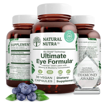 Natural Nutra Ultimate Eye Health Supplement - Bilberry & Blueberry Extract Blend for Day and Night Vision Support, Promotes Color Perception & Eye Clarity - Non-GMO, Vegan - 30 Capsules (Pack of 3) Natural NutraBuy Supplements Australia