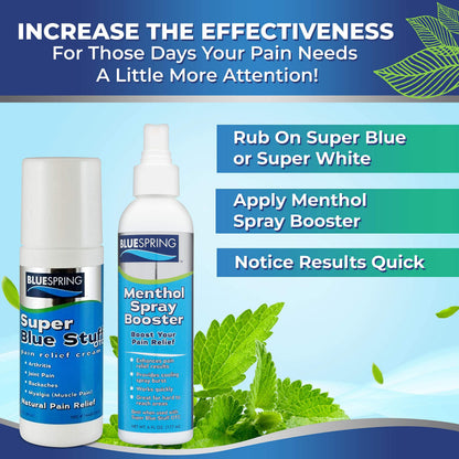 Super Blue Stuff Natural Pain Relief roll on with Emu Oil by BlueSpring- Pain relief rub Anti Inflammatory Analgesic Cream for Back, Knee, Joint, Muscle, Arthritis, and neck Pain Relief- 3 Oz roll-on. Emu TherapyBuy Supplements Australia
