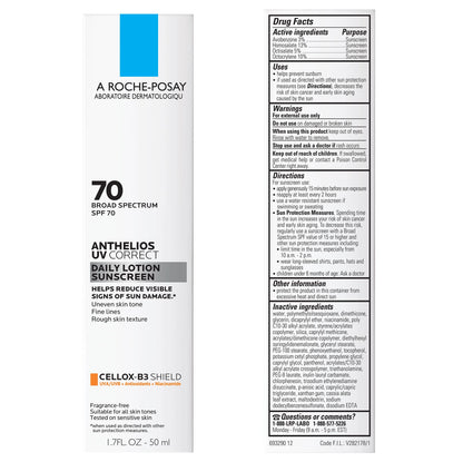 La Roche-Posay Anthelios UV Correct Sunscreen Moisturizer SPF 70, Daily Anti-Aging Face Moisturizer with Niacinamide
