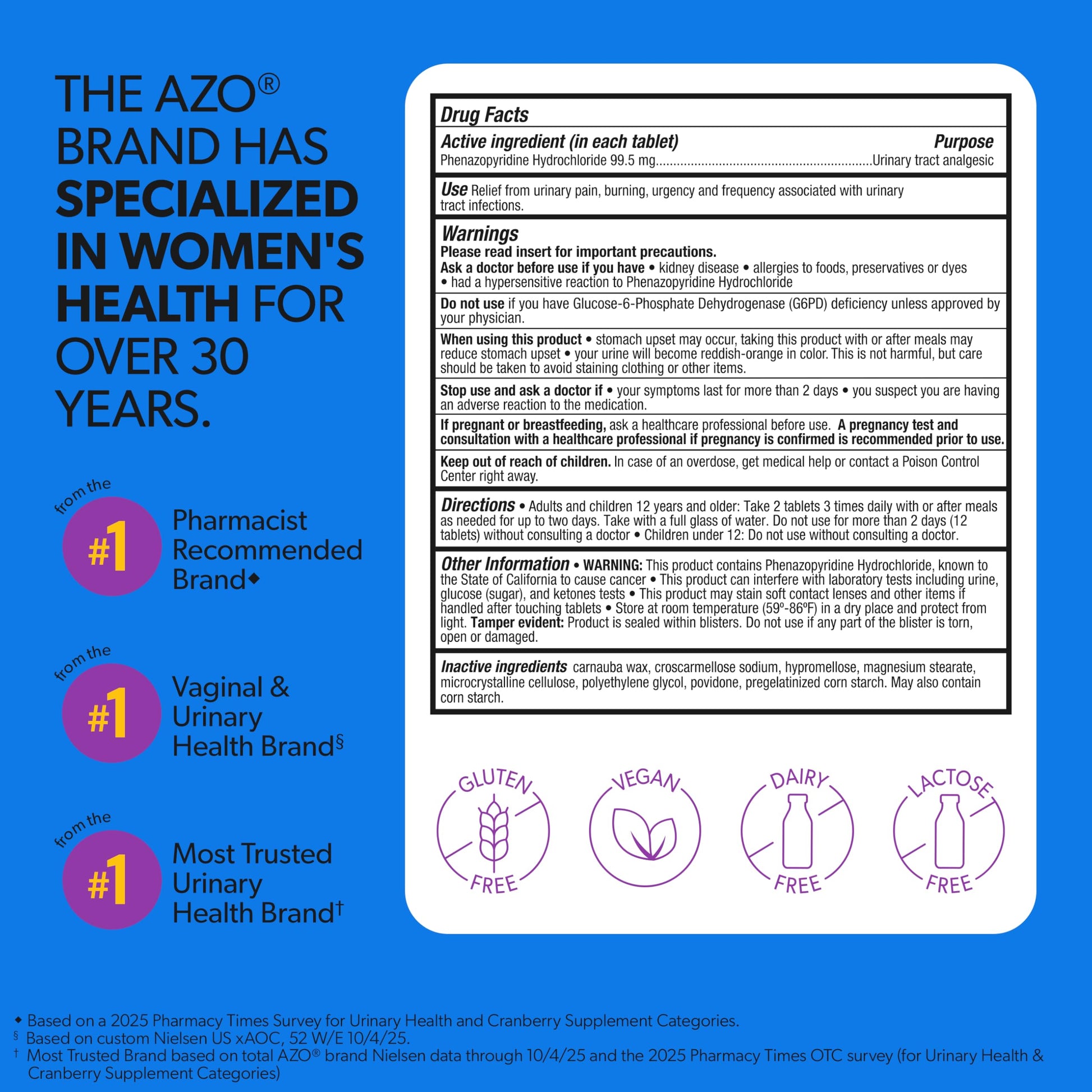 AZO Urinary Pain Relief Maximum Strength, Fast relief of UTI Pain, Burning & Urgency, Targets Source of Pain, #1 Most Trusted Brand, 24 Tablets AZOBuy Supplements Australia