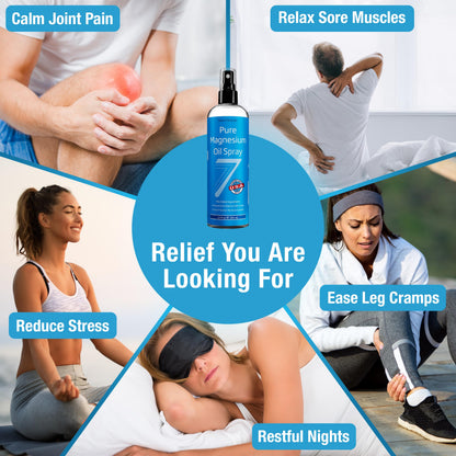 Seven Minerals Pure Magnesium Oil Spray, Big 12oz, USP Grade, Extra Strength, for Feet, Sleep, Muscle Pain & Cramps - Mined in The USA Seven MineralsBuy Supplements Australia