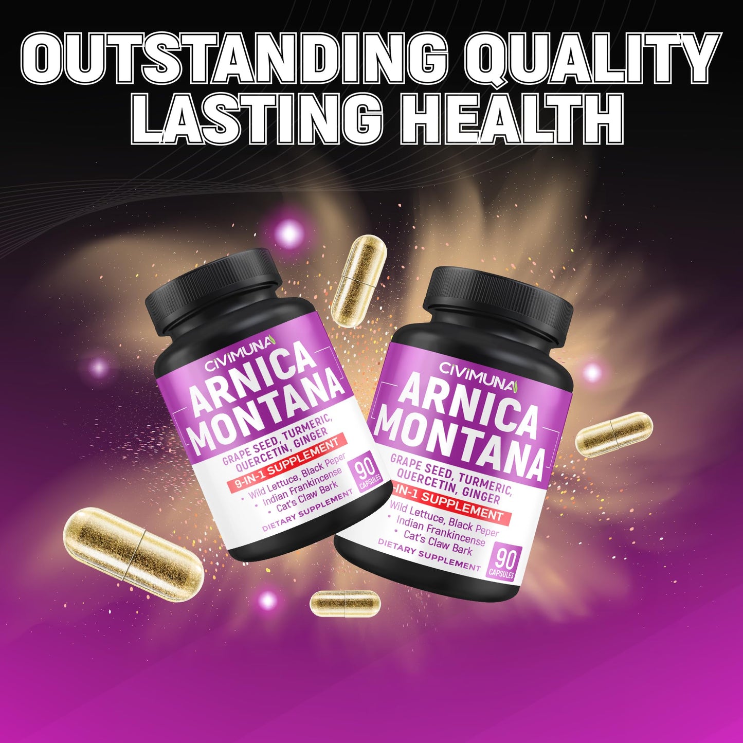 Arnica Capsules with Arnica, Grape Seed, Turmeric and More - 90 Capsules for 3 Months Supply CIVIMUNABuy Supplements Australia