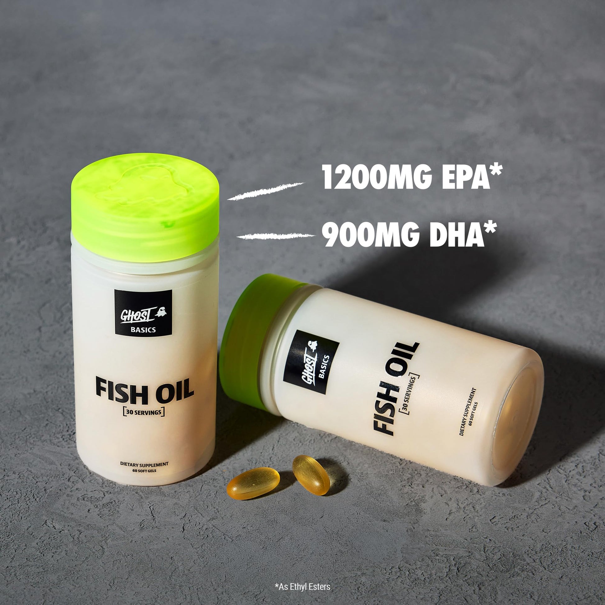 GHOST Basics Fish Oil Supplement, 3000MG Daily Omega 3 Fatty Acids with DHA & EPA for Brain, Heart Health & Immunity Support - Gluten-Free & Soy-Free - 60 Enteric Coated Softgels GHOSTBuy Supplements Australia