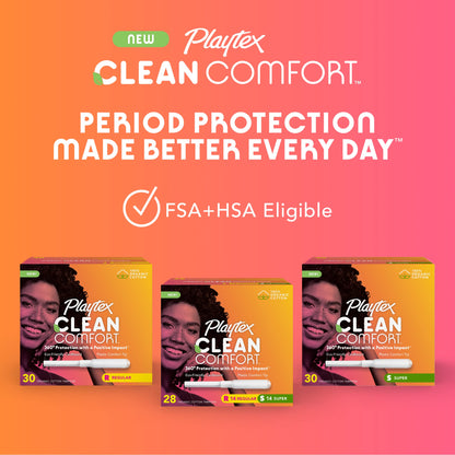 Playtex Clean Comfort Organic Cotton Tampons, Super Absorbency, Fragrance-Free, Organic Cotton PLAYTEXBuy Supplements Australia