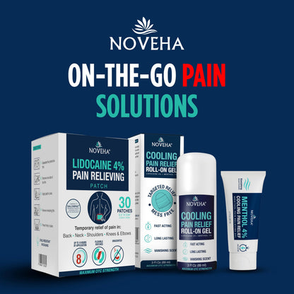 NOVEHA Lidocaine Roll-On Gel 4% | Maximum Strength Temporary Topical Pain Relief for Minor Muscle & Joint Aches | Cooling Formula with Menthol & Arnica | Non-Greasy, Quick-Drying | 2.5 fl oz NOVEHABuy Supplements Australia