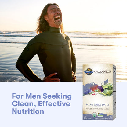 Garden of Life Once Daily Whole Food Multivitamin for Men, Organic Mens Vitamins & Minerals, Vitamin C, Zinc, Vegan, for Health & Well-Being, 60 Tablets Garden of LifeBuy Supplements Australia