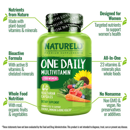 NATURELO One Daily Multivitamin for Women, 60 Capsules and One Daily Multivitamin for Men, 60 Capsules - 2 Month Supply Bundle NATURELO