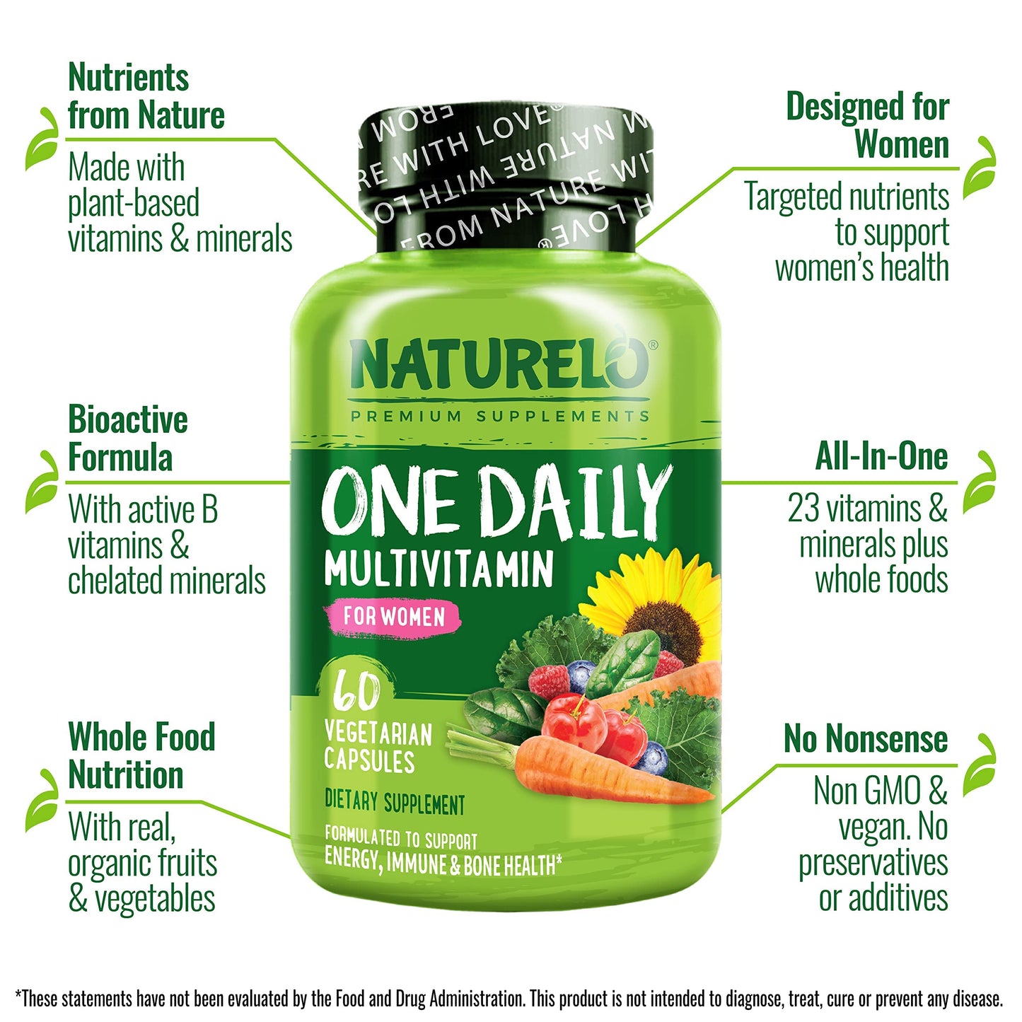 NATURELO One Daily Multivitamin for Women - Energy Support - Whole Food Supplement NATURELOBuy Supplements Australia