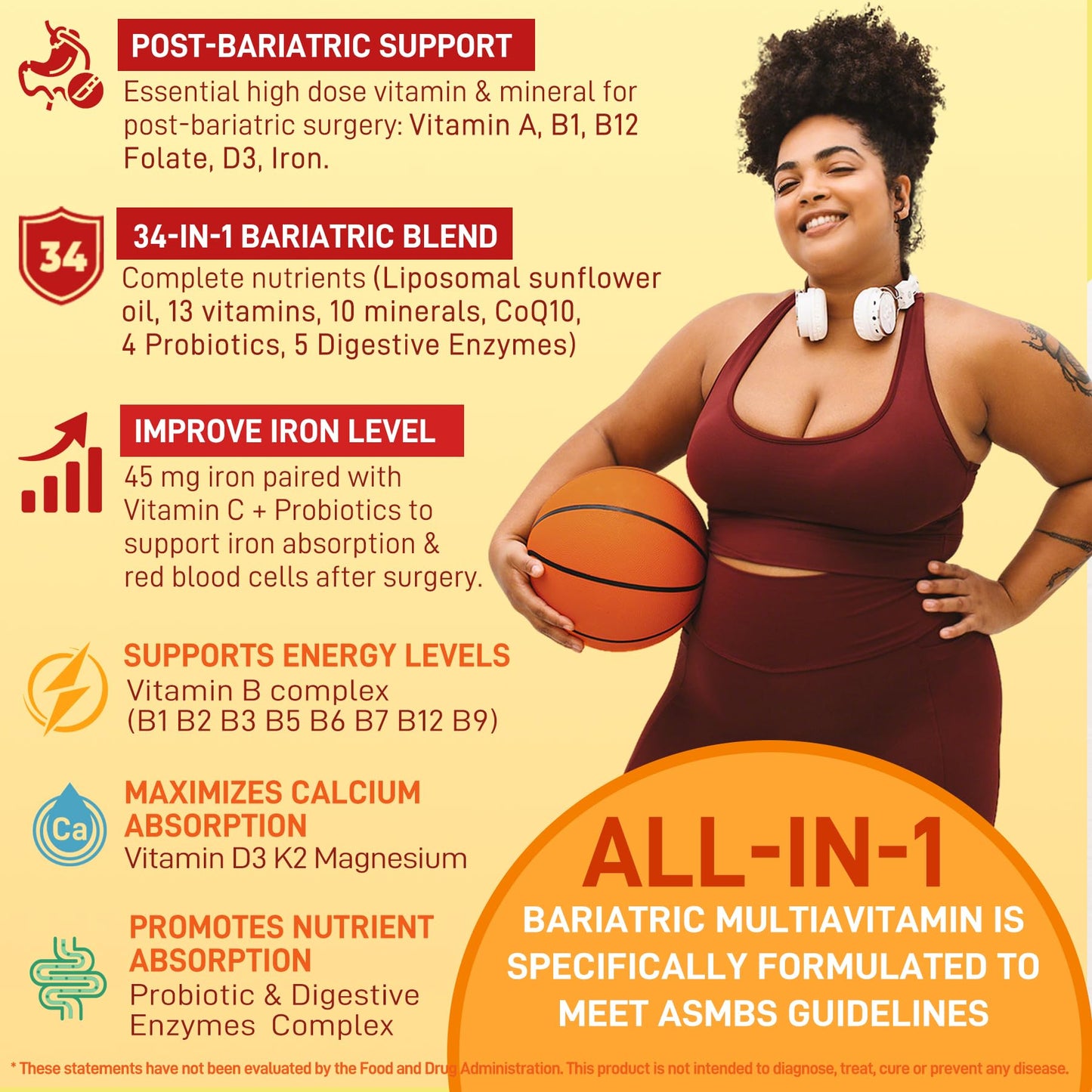 Liposomal Methylated Bariatric Multivitamin Gummies with Iron for Women & Men, High Absorption Multivitamin w/CoQ 10, Probiotic, Digestive Enzymes Support Gastric Bypass & Sleeve Recover, Energy,1Pack NextdiaBuy Supplements Australia