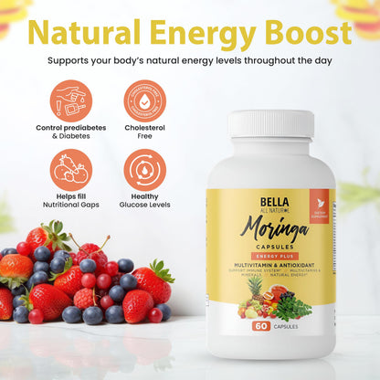 Bella All Natural Moringa Capsules 60 Count - Moringa Oleifera Leaf Supplement with Pomegranate & Elderberry Flavor, Pure Organic Moringa Capsules for Immune, Energy & Skin Health Support Bella All NaturalBuy Supplements Australia