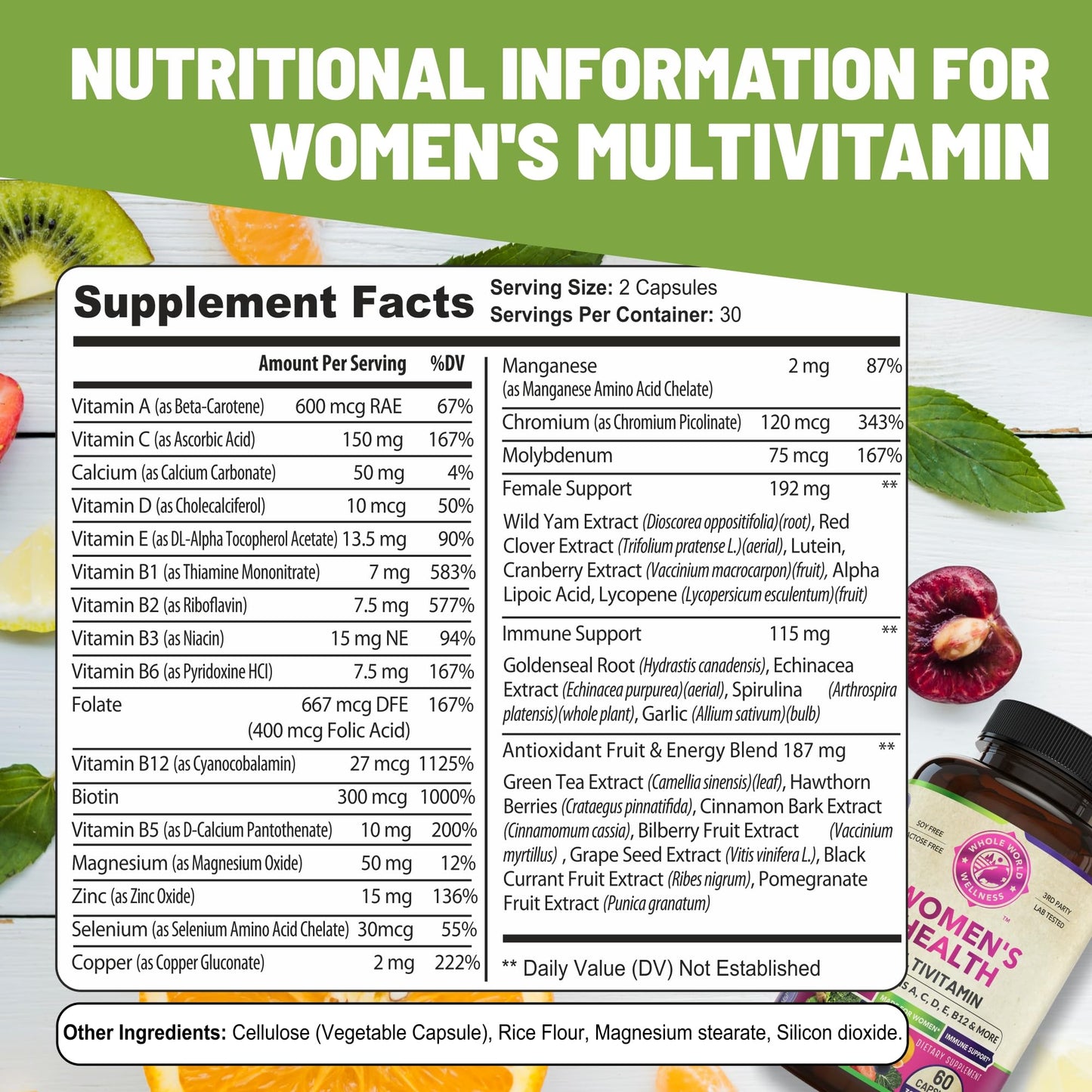 Womens Daily Multivitamins & Multimineral Supplement for Energy, Mood, Focus, Hair WHOLE WORLD WELLNESSBuy Supplements Australia