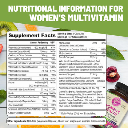 Womens Daily Multivitamins & Multimineral Supplement for Energy, Mood, Focus, Hair WHOLE WORLD WELLNESSBuy Supplements Australia