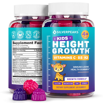Height Growth Gummies for Kids - Growth Vitamins for Teens, Height Increase Multivitamin for Boys & Girls with Calcium Vitamin D C K2 Magnesium Zinc, Natural Height Growth Maximizer Supplement, 60 PCS SILVERPEAKSBuy Supplements Australia