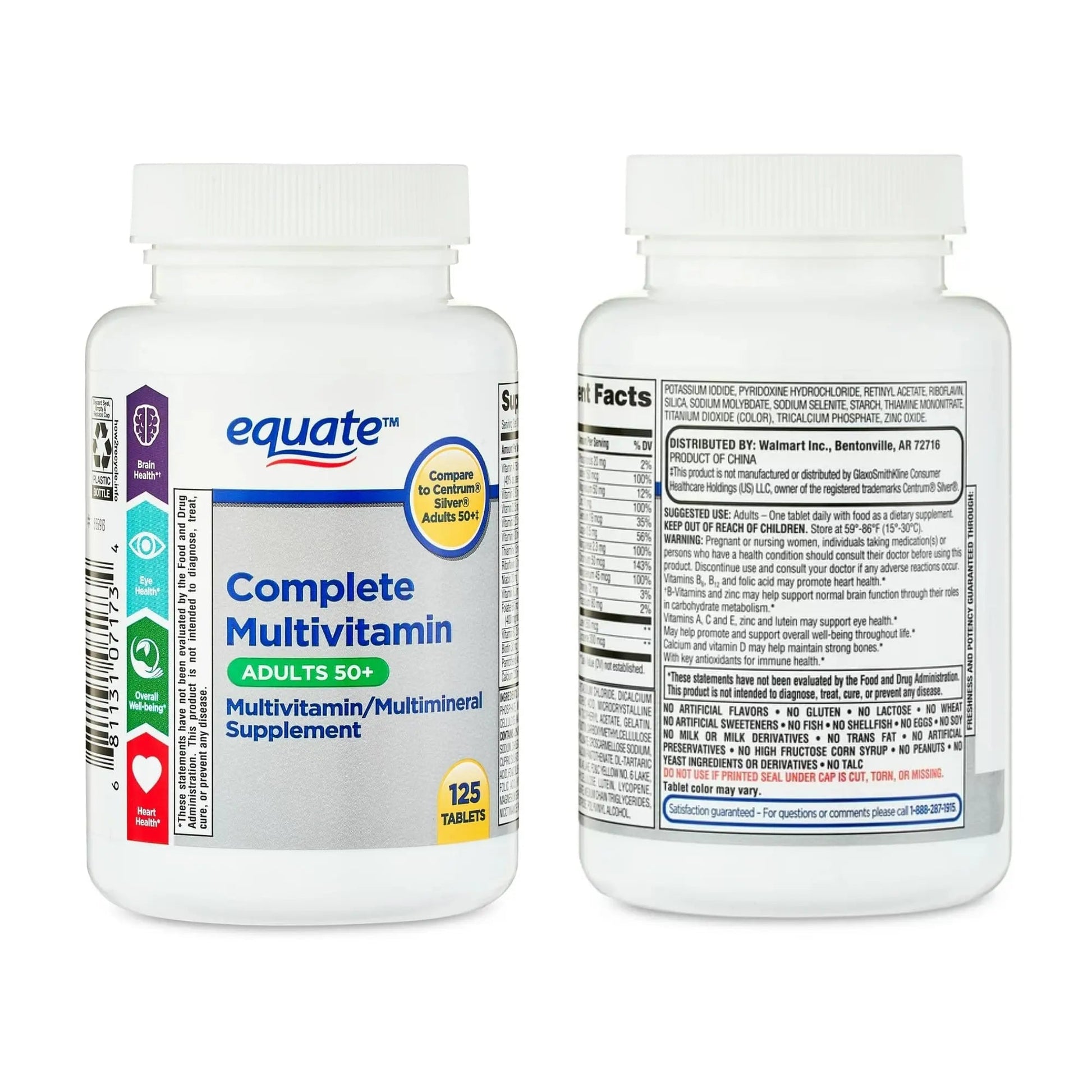Equate Adult 50+ One Daily Complete Multivitamin Multimineral Supplement Tablets, Healthy Brain Aus Healthcare