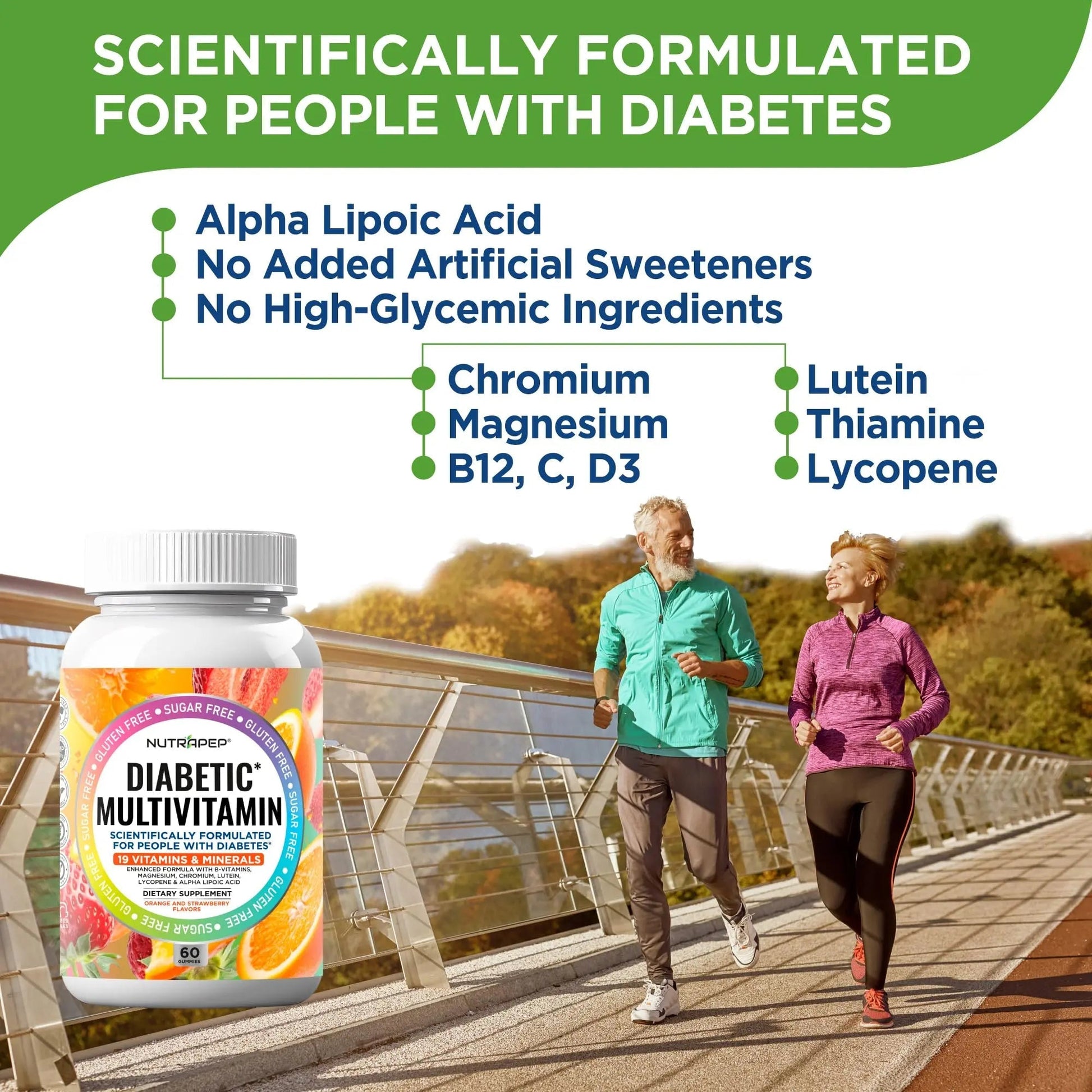 NutraPep Premium Multivitamin Chewable Gummies for Women & Men - Sugar-Free & Gluten Free Supplement Vitamins NutraPep