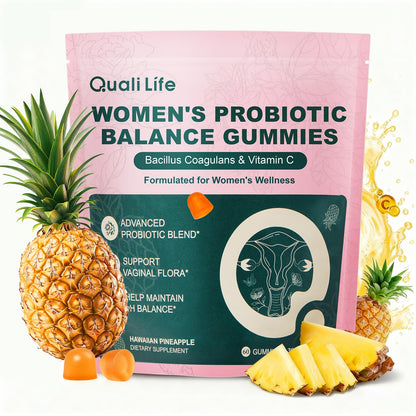 QualiLife Premium Feminine Balance Gummies for Women – Probiotic Vaginal Health Support with Vitamin C – pH Balance & Flora Support – Sugar Free, Vegan, Hawaiian Pineapple Flavor – 60 Gummies (1) QualiLifeBuy Supplements Australia