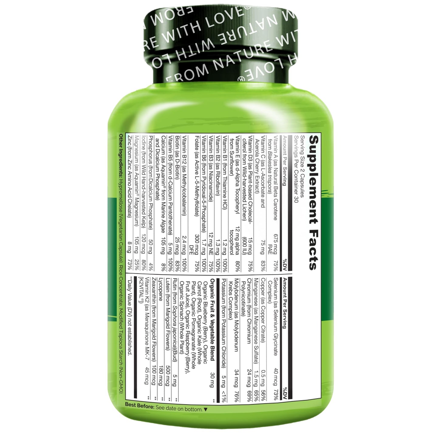 NATURELO Teen Multivitamin - Whole Food Multivitamin for Teenage Boys - Minerals Supplement for Active Kids
