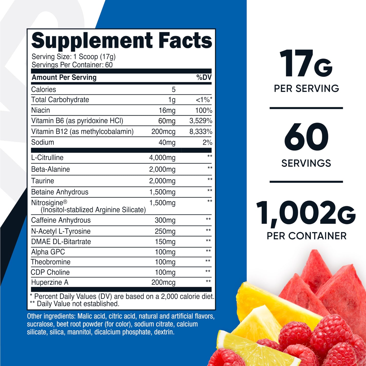 Nutricost Pre-X Xtreme Pre-Workout Complex Powder, Fruit Punch, 60 Servings, Vegetarian, Non-GMO and Gluten Free