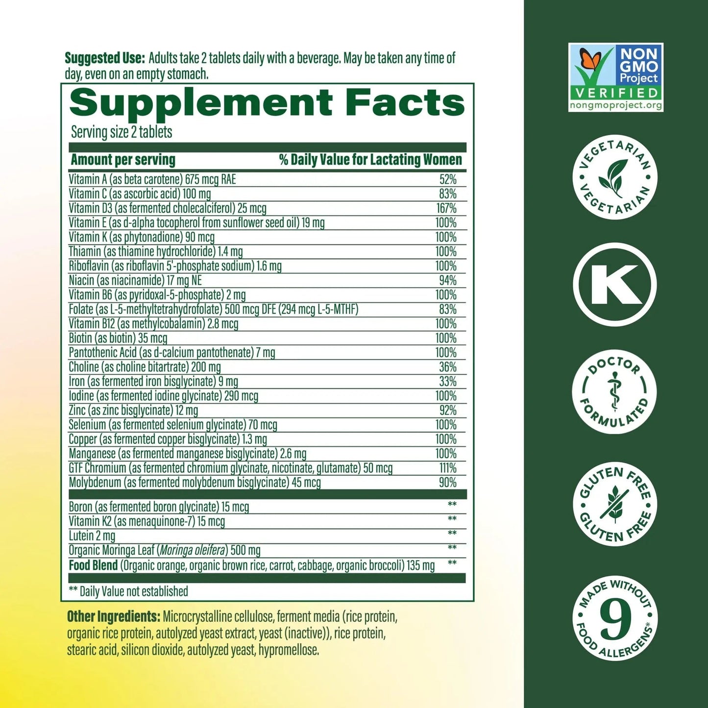 MegaFood Baby & Me 2 Postnatal Vitamins for Women Breastfeeding with Folate (Folic Acid Natural Form), Choline, Iodine, Vitamin D MegaFoodBuy Supplements Australia