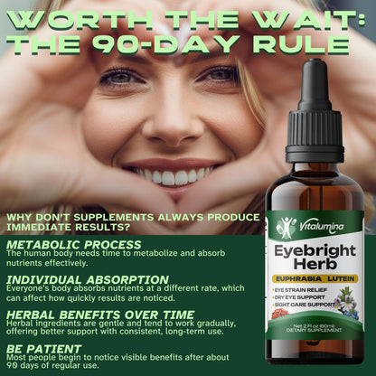 Vitalumina Eyebright Herbal Liquid with Organic Euphrasia, Lutein, Bilberry, Blueberry & Goji – Plant-Based Vegan Supplement for Adults – 4 fl oz VitaluminaBuy Supplements Australia