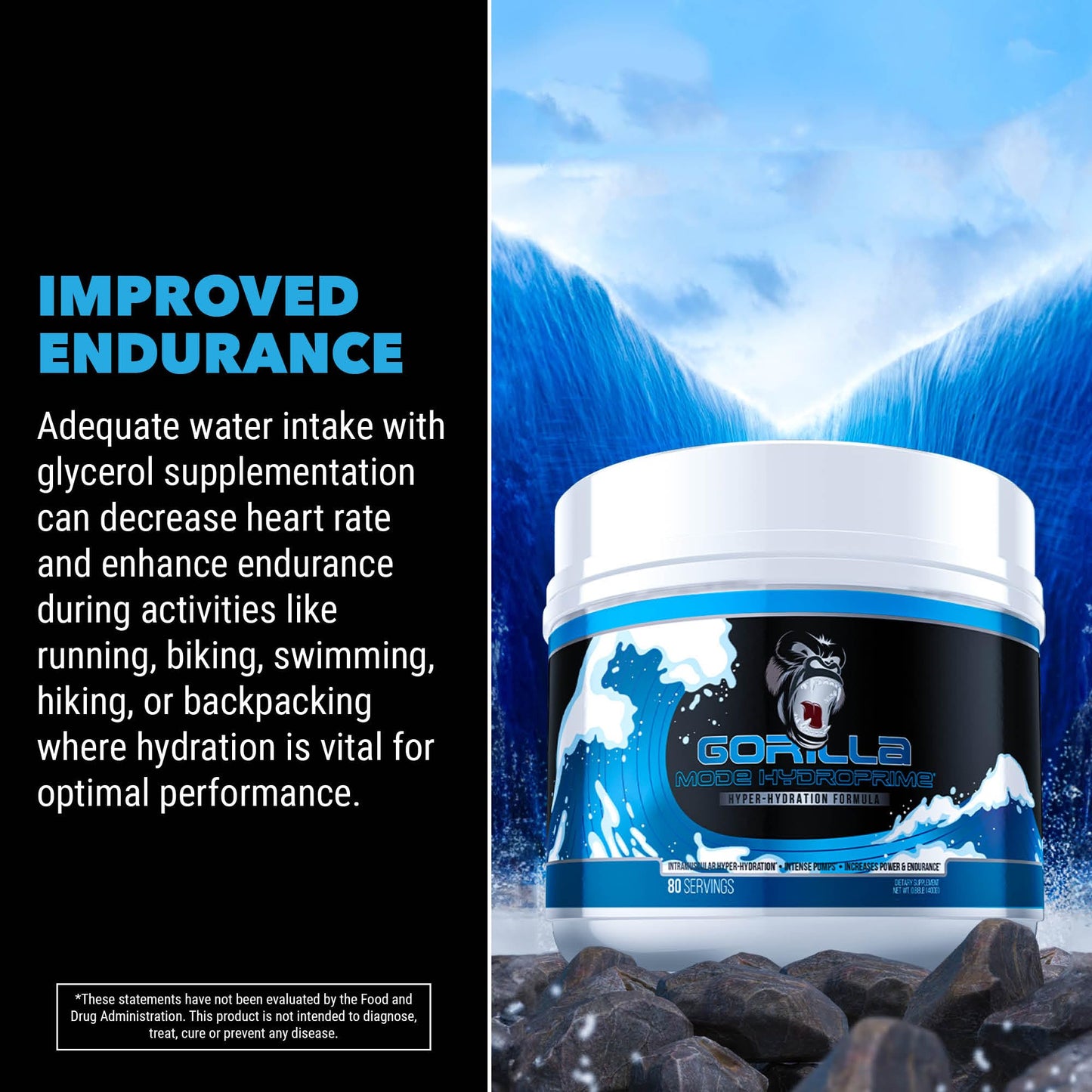 Gorilla Mind Hydroprime Glycerol Pre-Workout - Hydrating Pre-Workout Formula for Intense Gorilla MindBuy Supplements Australia