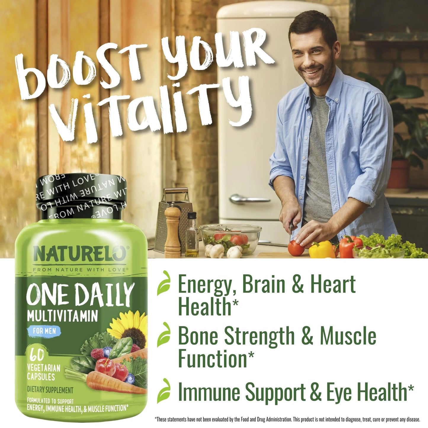 NATURELO One Daily Multivitamin for Women, 60 Capsules and One Daily Multivitamin for Men, 60 Capsules - 2 Month Supply Bundle NATURELO