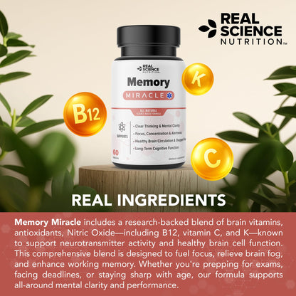 Real Science Nutrition Offers Memory Miracle – Brain and Memory Support Supplement for Focus, Mental Clarity & Brain Health – Nootropic Brain Booster with Nitric Oxide – 60 Capsules Real Science NutritionBuy Supplements Australia