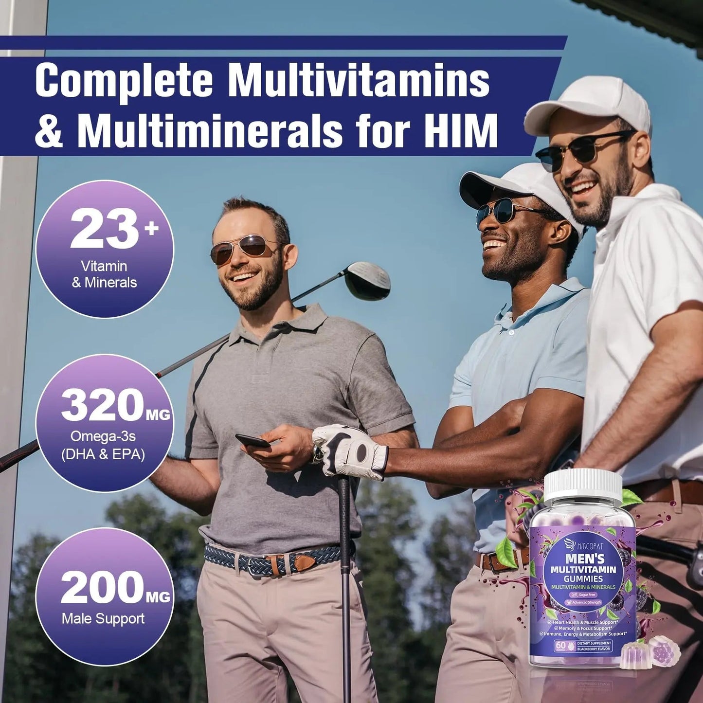 Multivitamin for Men, Mens Multivitamins Gummies w/Omega-3, Probiotics, Inositol, Folate, Biotin, Zinc, Vitamins A, C, D, E, B MigcopatBuy Supplements Australia