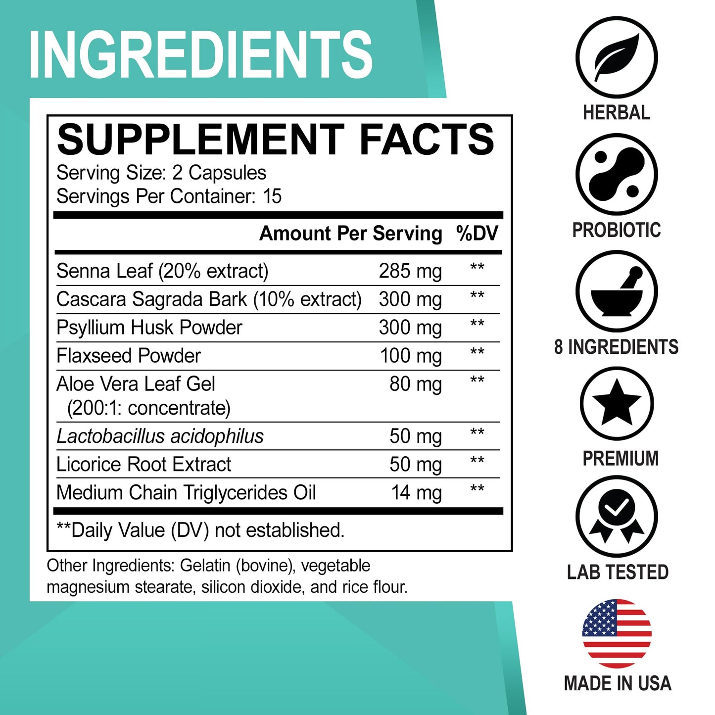 Colon Cleanser Detox for Weight Flush - 15 Day Intestinal Cleanse Pills & Probiotic - Fast Natural Laxative for Constipation Relief - Bowel Movement Supplements for Stomach Bloating, Gut Loss Support