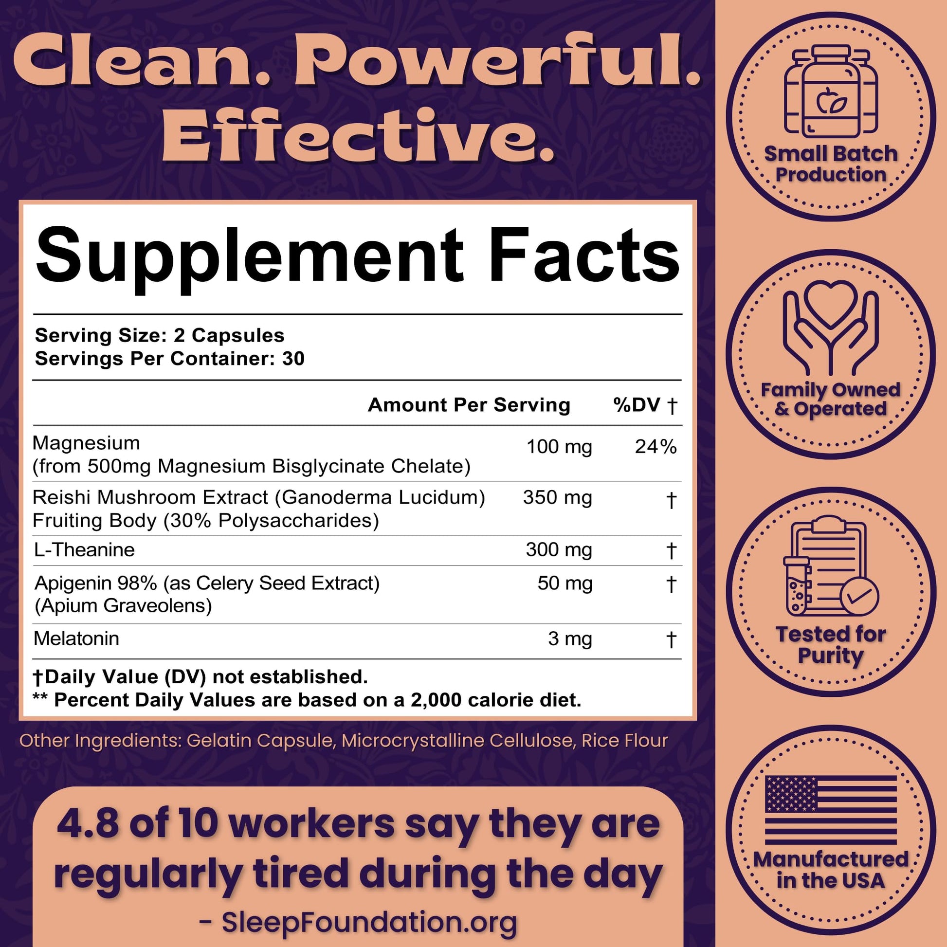 Local Nutrition Natural Sleep Aid with Magnesium Glycinate, Reishi Mushroom Extract, L-Theanine, Apigenin, and Melatonin - Sleep Supplement for Adults Seeking Deep Rest - 60 Capsules, Made in The USA Local NutritionBuy Supplements Australia