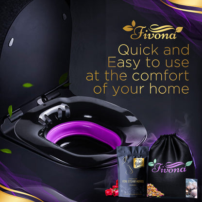 Fivona 3-in-1 Yoni Steam Kit Black - Foldable Over The Toilet Steamer Seat with Herbal Blend and Storage FIVONABuy Supplements Australia