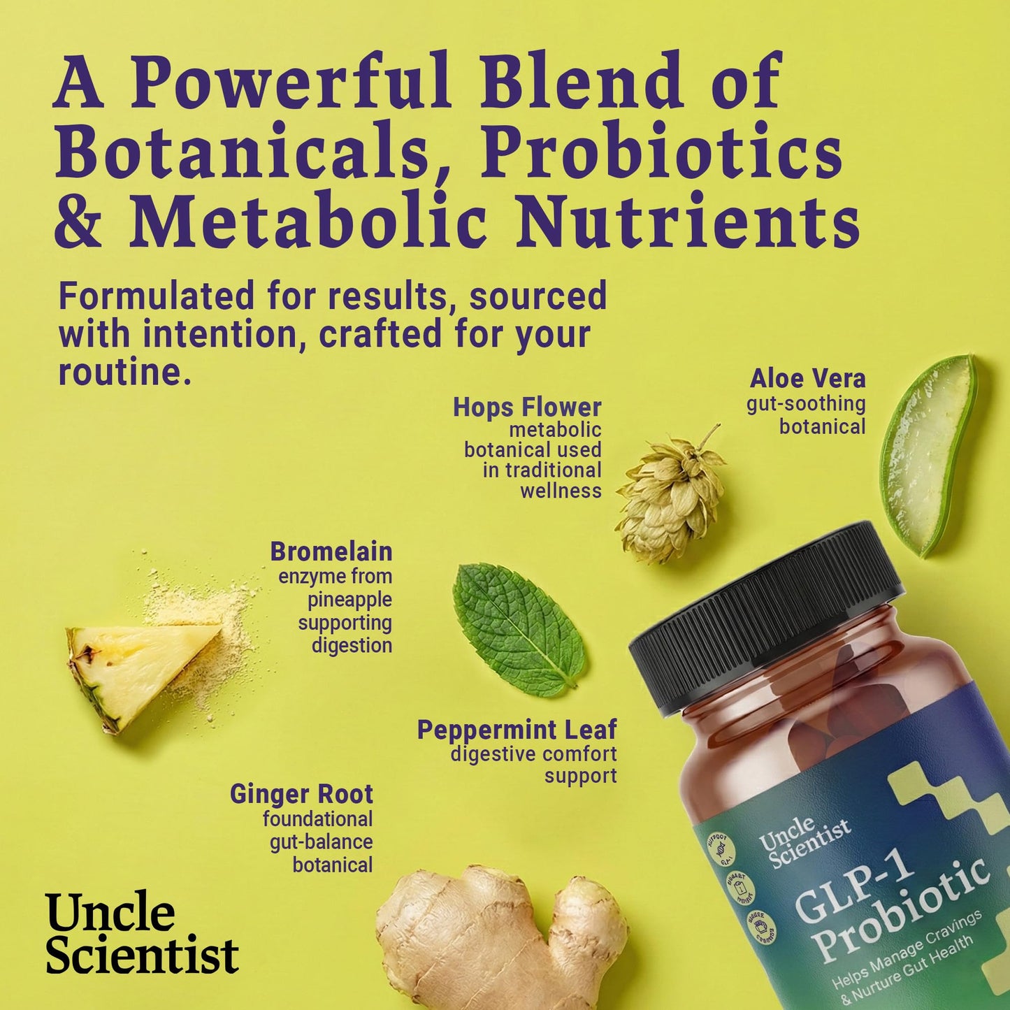 Uncle Scientist GLP-1 Probiotic Dietary Supplement, Supports Healthy Appetite and Metabolic Function - Chromium, Green Tea, Cinnamon, Probiotics & Herbal Blend, 60 Capsules (30-Day Supply) Uncle ScientistBuy Supplements Australia