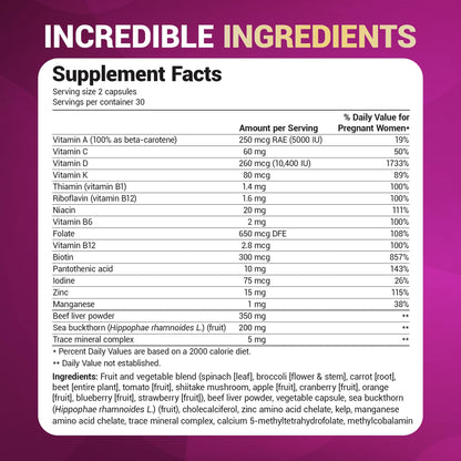 Dr. Berg Natural Prenatal Vitamins for Women (Pregnant & Nursing) - Prenatal Vitamins with Folate, Vitamins, Minerals, Omegas, &11 Powerful Superfoods - Womens Prenatal Multivitamin - 60 Capsules Dr. Berg NutritionalsBuy Supplements Australia