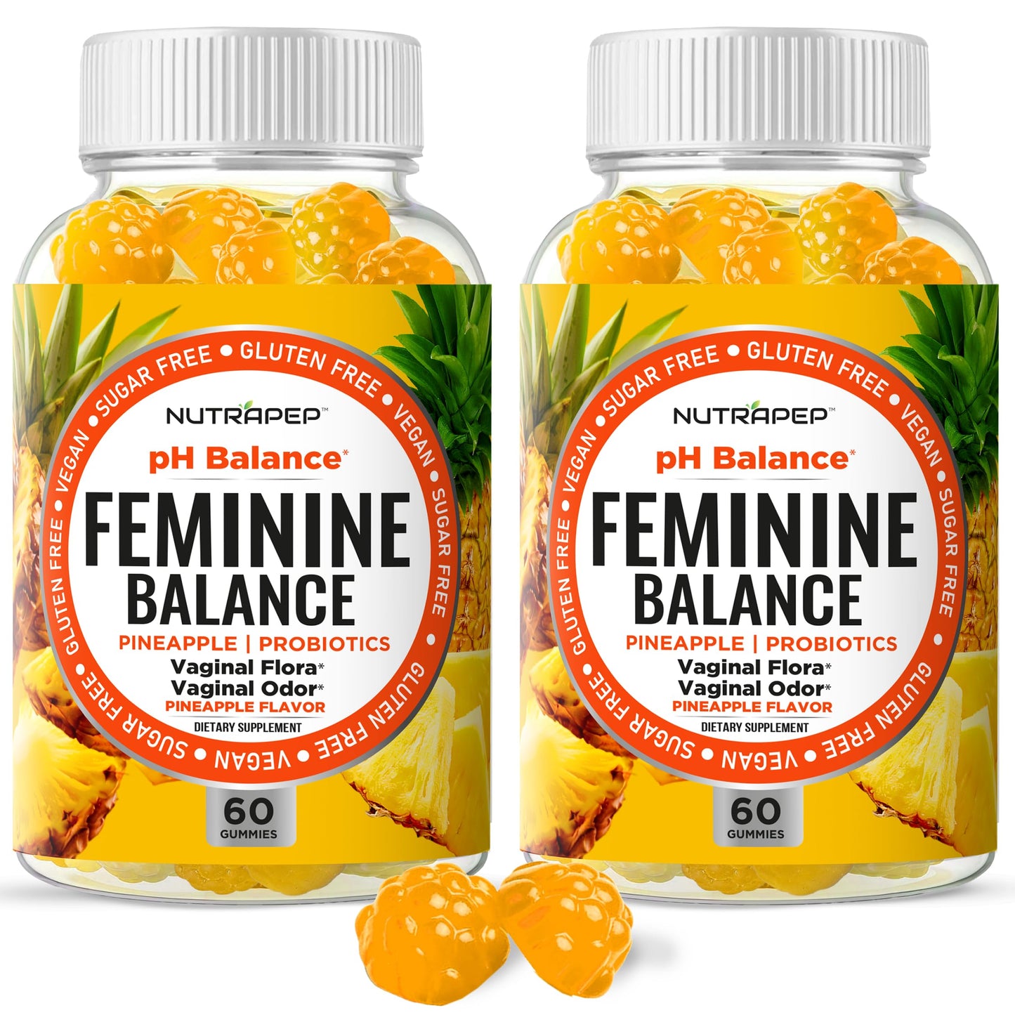 NutraPep Feminine Balance Probiotics Gummies for Women - Vaginal Health & Women's pH Balance Natural Gummy Supplement with Cranberry Pineapple Powder - Sugar Free Gluten Free Vegan (Pack of 2) NutraPepBuy Supplements Australia