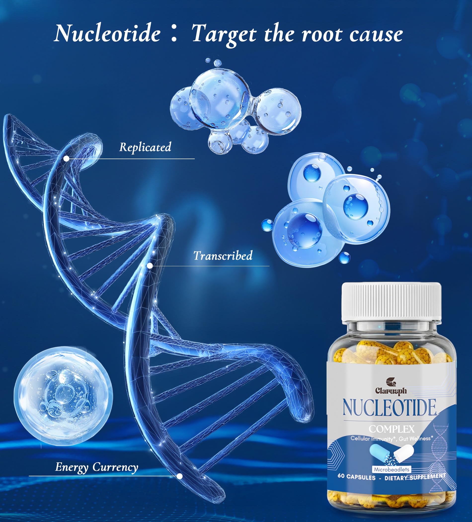 Clarusph Immunity* Supplement, Immune* Nucleotide Complex Blend 400mg Including AMP, CMP, GMP, UMP, Nucleo Immune*, 120 Capsules ClarusphBuy Supplements Australia